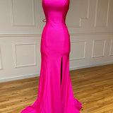 Pink Mermaid One Shoulder Long Prom Dress