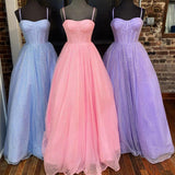 Julissa |A Line Glitter Tulle Prom Dress with Pockets