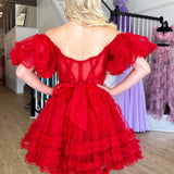 Naomi | A Line Off the Shoulder Tulle Homecoming Dress