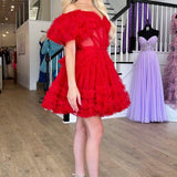 Naomi | A Line Off the Shoulder Tulle Homecoming Dress