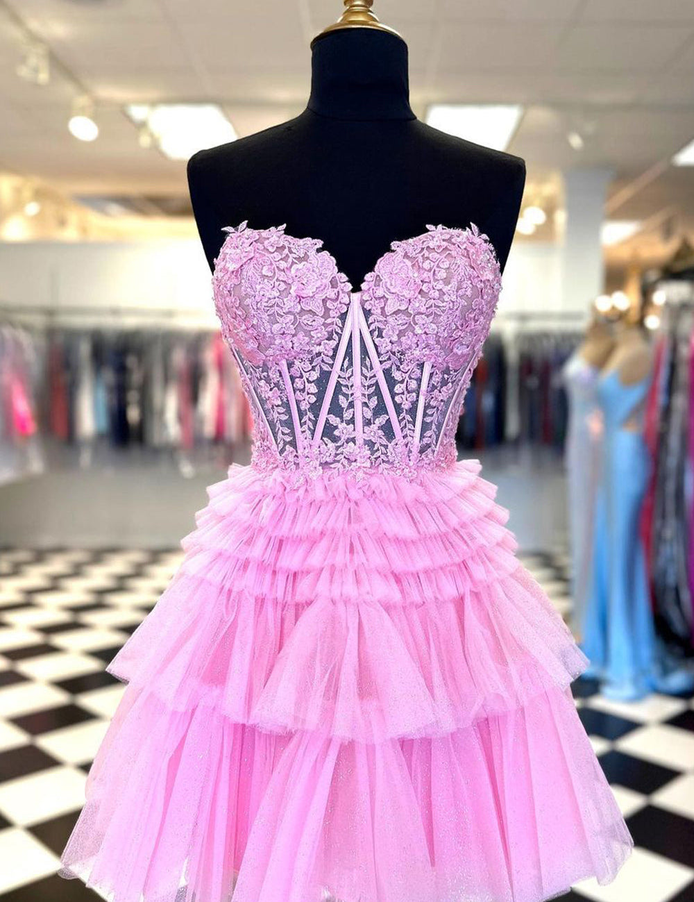 Ivy| A Line Sweetheart Homecoming Dress with Ruffles