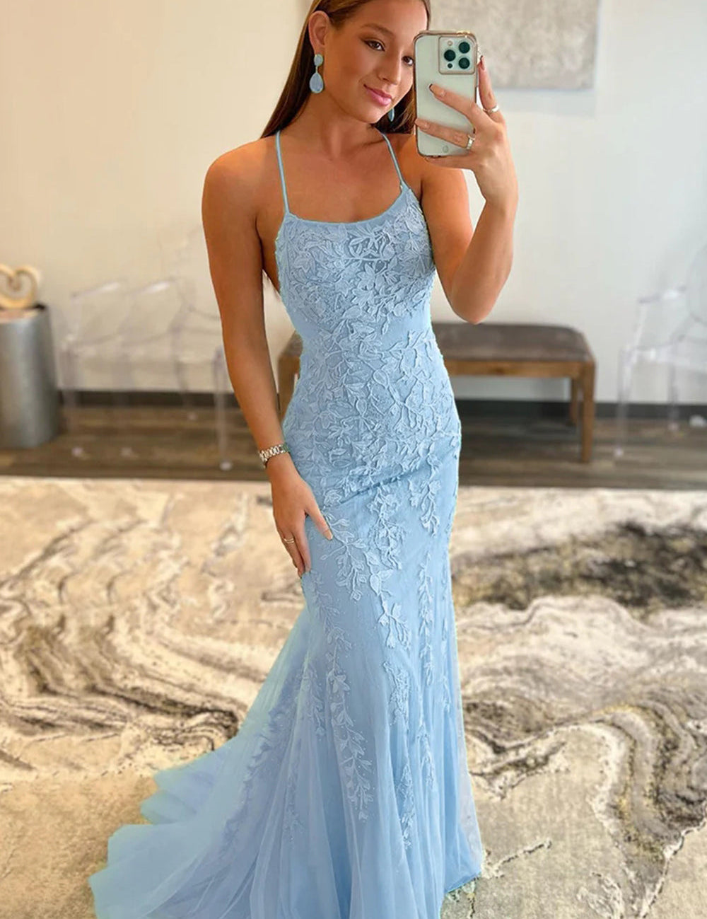 Lucille |Mermaid Spaghetti Straps Lace Prom Dress