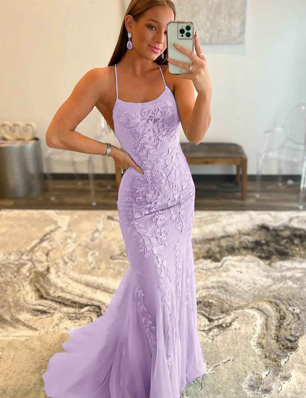 Lucille |Mermaid Spaghetti Straps Lace Prom Dress