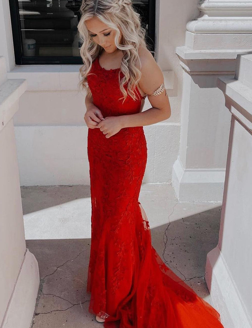 Lucille |Mermaid Spaghetti Straps Lace Prom Dress