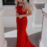 Lucille |Mermaid Spaghetti Straps Lace Prom Dress