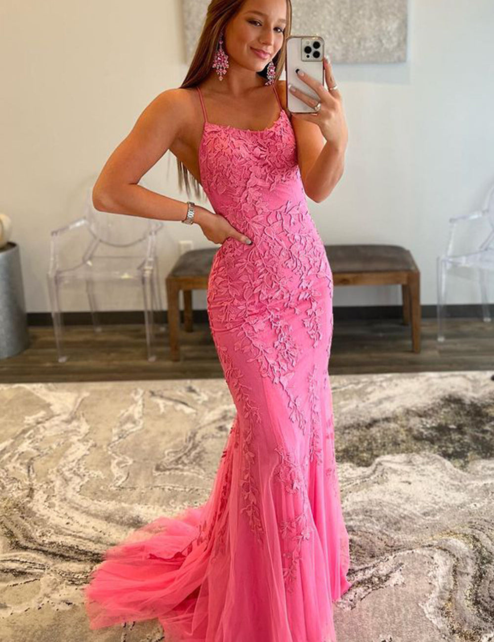 Lucille |Mermaid Spaghetti Straps Lace Prom Dress