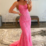 Lucille |Mermaid Spaghetti Straps Lace Prom Dress