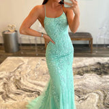 Lucille |Mermaid Spaghetti Straps Lace Prom Dress