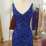 Mia | Light Blue Open Back Sequins Tight Homecoming Dress