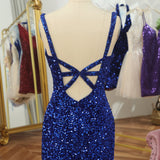 Mia | Light Blue Open Back Sequins Tight Homecoming Dress