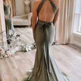 Light Green Convertible Satin Mermaid Prom Bridesmaid Dress