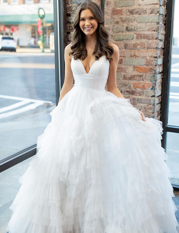 Alianna |A-Line Spaghetti Straps Tiered Tulle Prom Dress