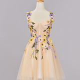 A-line Tulle Homecoming Dress with 3D Flowers