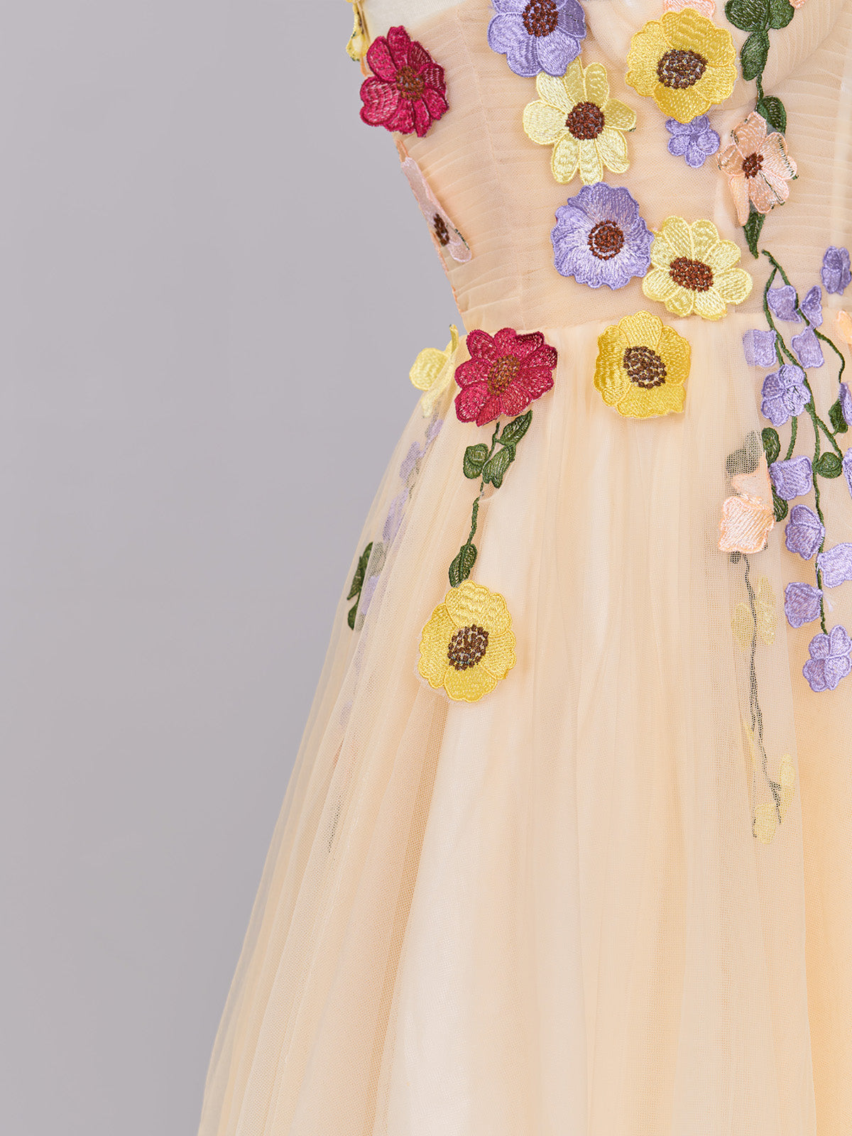 A-line Tulle Homecoming Dress with 3D Flowers