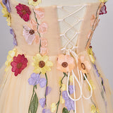 A-line Tulle Homecoming Dress with 3D Flowers