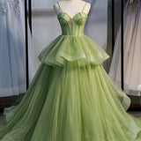 Ellianna | Green Sweetheart Tulle Long Prom Dress, Beautiful A-Line Evening Graduation Dress