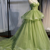 Ellianna | Green Sweetheart Tulle Long Prom Dress, Beautiful A-Line Evening Graduation Dress