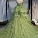 Ellianna | Green Sweetheart Tulle Long Prom Dress, Beautiful A-Line Evening Graduation Dress