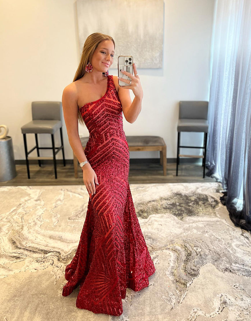 Yaretzi |Mermaid Unique One Shoulder Sequins Prom Dress