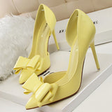 Sweet Bow Pointed Side Hollow High Heels