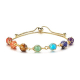 Women¡¯s Gold 7 Chakra Stones Adjustable Link Bracelets with Gemstone