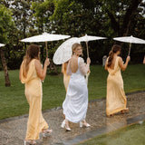 Charming Sheath V Neck Silk Saitn Bridesmaid Dresses