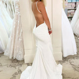 Sex Low Back Mermaid  Satin Sleeveless Wedding Dresses