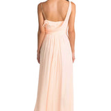 High-Low Cap Sleeve Ruched V-Neck Chiffon Convertible Bridesmaid Dress