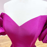 Magenta Satin Strapless Trumpet Long Prom Dress