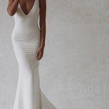 Dorian | Elegant Mermaid V-Neck Elastic Satin Long Wedding Dresses