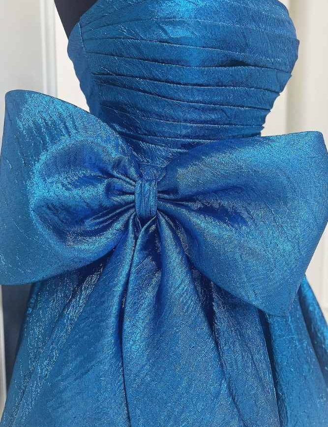 Royal Blue Strapless A-line Pleated Homecoming Dress with Bow