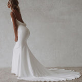 Dorian | Elegant Mermaid V-Neck Elastic Satin Long Wedding Dresses