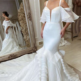 Loretta | White Spaghetti Straps Mermaid  Sweetheart Long Wedding Dress