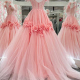 Cali |Princess A-Line Off the Shoulder Lace Tulle Prom Dress