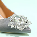 Grey Rhinestone Party Shoes