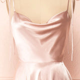 Vienna | Simple Satin Long A-Line Prom Dress Spaghetti Straps Evening Dress