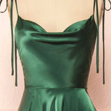 Vienna | Simple Satin Long A-Line Prom Dress Spaghetti Straps Evening Dress