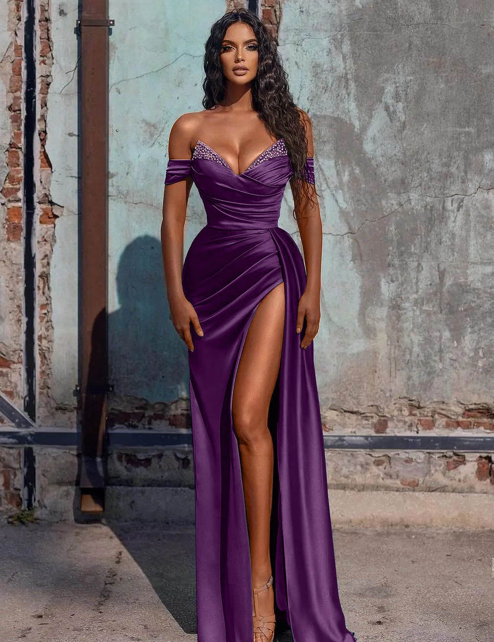 Adelaide |Mermaid Satin Long Prom Dress with Slit