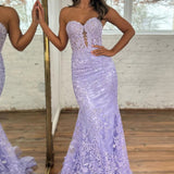 Terry | Black Sweetheart Lace Appliques Mermaid Long Prom Dresses