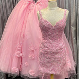 Braelynn | Pink Tulle Floral Appliques Sweetheart Lace-Up Quinceanera Dress