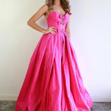 Sloane | Chic A-line Sweetheart Fuchsia Prom Dresses Satin Prom Dress Evening Dress