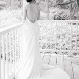 Charming Mermaid Cowl Neck Satin Wedding Dress with Slit