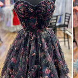 Kayla | A Line Strapless Floral Homecoming Dress