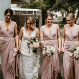 Chic V Neck Sleeveless Long Bridesmaid Dresses Simple Floor Length Bridesmaid Dress