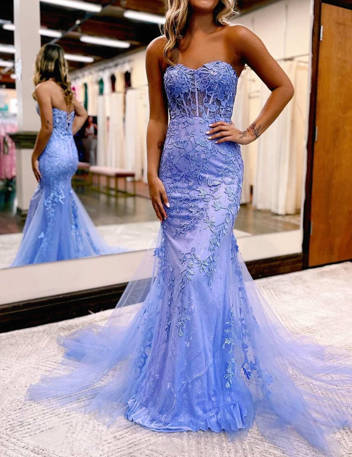 Tinsley |Mermaid Sweetheart Tulle Lace Prom Dress