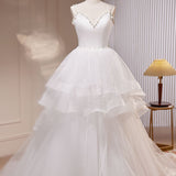 Quinceanera Dress White A-Line Tulle Long Prom Dress White Tulle Sweet Dresses