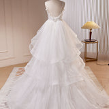 Quinceanera Dress White A-Line Tulle Long Prom Dress White Tulle Sweet Dresses