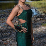 Dark Green Spaghetti Straps Short Homecoming Dresses with Beading