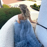 Kaia |A Line Sweetheart Tiered Ruffled Tulle Long Prom Dress