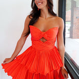 A-Line Strapless Keyhole Short Homecoming Dresses